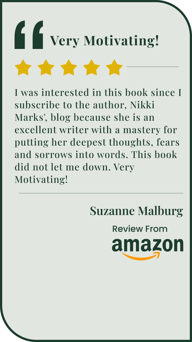 Five-star Amazon book review excerpt praising Nikki Marks.
