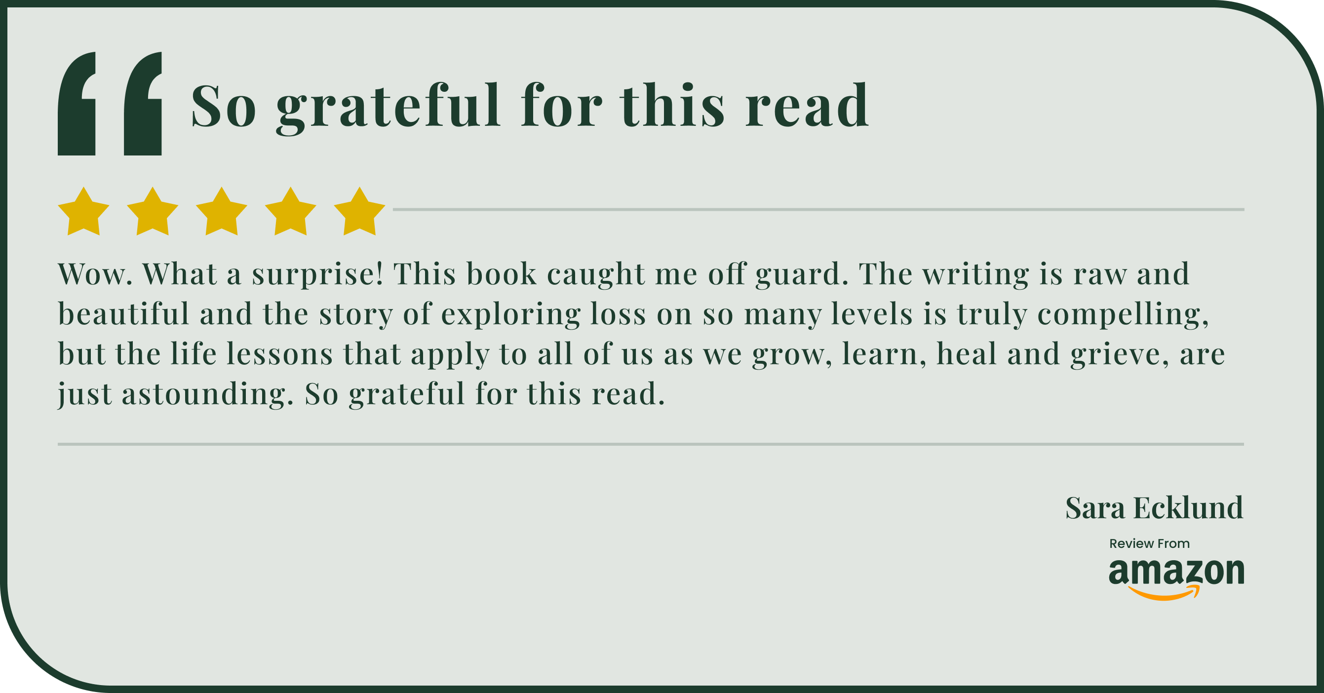 5-star book review expressing gratitude for impactful read.
