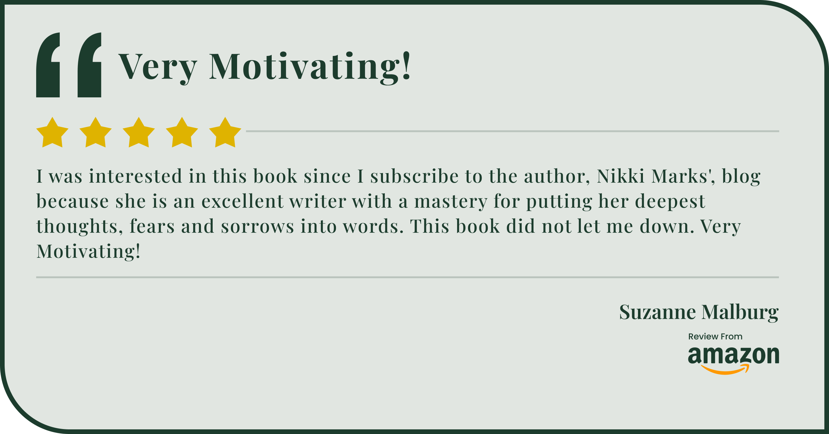 Five-star book review titled "Very Motivating!