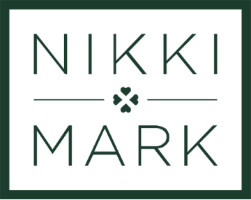NIKKI MARK logo in green on dark background.