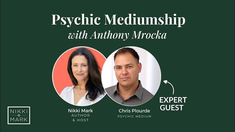 Psychic Mediumship podcast banner with host and guest images.