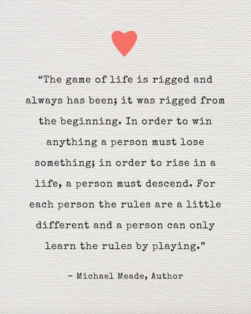 Inspirational quote with a red heart symbol